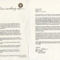 1996 letter from Indiana Historical Society about Gill Funeral Home
