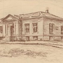 Catherine Homann's drawing of the Carnegie Public Library (ca. 1978)