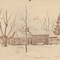 Catherine Homann's drawing of Cameron Greenwood's log home (ca. 1978)