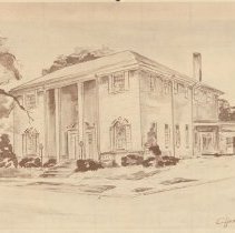 Catherine Homann's drawing of the Gill Funeral Home (ca. 1979)