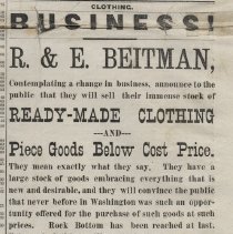 1879 newspaper ad for R. E. Beitman in Washington