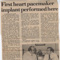 First heart pacemaker implant at Daviess County Hospital (1979)