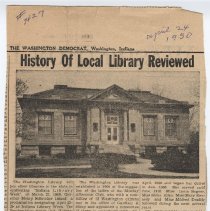 1950 article about the history of the Carnegie Public Library in Washington