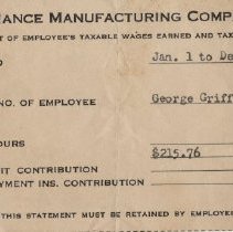 1941 wages earned by George Griffith at Reliance in Washington