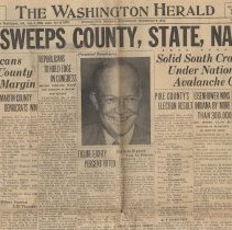 1952 Washington Herald newspaper about Eisenhower's landslide victory