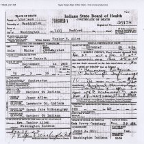 Death Certificate for Taylor H. Allen (1852-1924)