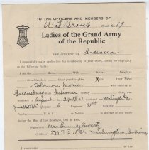 Emma Swartz's 1939 application to join Ladies of the G.A.R.