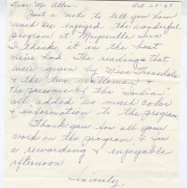 1967 thank you letter from Owen & Kathleen Rader about