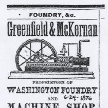 Ad promoting Washington Foundry & Machine Shop (ca. 1876-1880)
