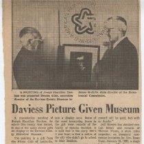 1973 donation of Joseph Daviess portrait to the Daviess County Museum