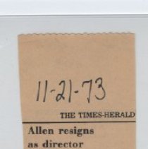 1973 resignation of Brooks Allen as Daviess County Museum director