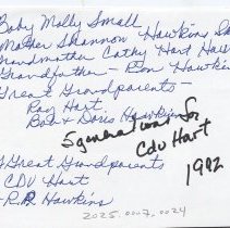 1992 fifth generation celebration for Hart and Hawkins families