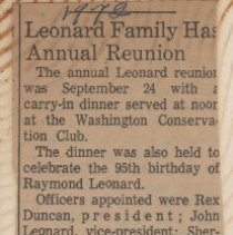 1972 Leonard family reunion in Washington