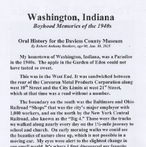 "Boyhood Memories of the 1940s" in Washington by Robert A. Brothers