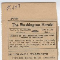 Eulogy for Dr. Heilman Curtis Wadsworth (1878-1947)