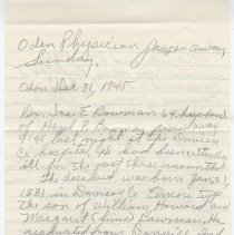 Obituary of Dr. Ira E. Bowman (1881-1945)