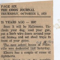 "75 Years Ago" article in Odon Journal about October 5, 1897 events