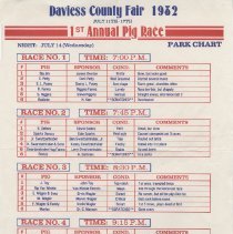 "1st Annual Pig Race" at the 1982 Daviess County Fair in Elnora