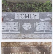 Gravestones of James Robert Tomey & Alice E. Tomey