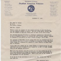 1944 letter to Mary Evelyn Hinkle about her son, Don Hinkle