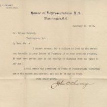 1908 letter to Nelson Horrall about James Johnson