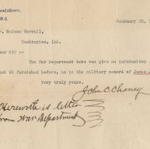 1908 letter to Nelson Horrall about James Johnson