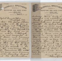 1908 letter to Nelson Horrall about James Johnson