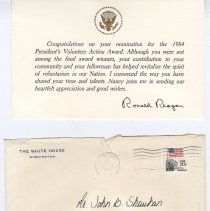 1984 letter from President Reagan to John B. Shawhan