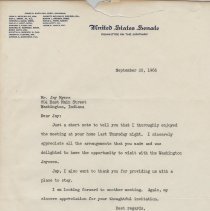 1966 letter to Jay Myers from Senator Birch Bayh