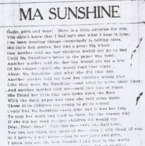 "Ma Sunshine" poem in the January 14, 1930 "Washington Democrat"