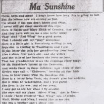 "Ma Sunshine" poem in the May 21, 1930 "Washington Democrat"