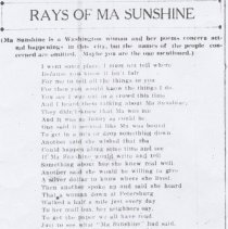 "Rays of Ma Sunshine" poem in the "Washington Democrat" newspaper