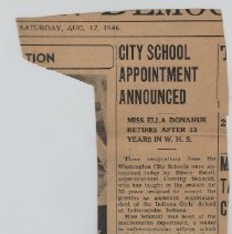 1946 article about retirement of Ella Donahue & other educators