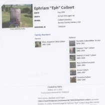 Family and grave of Ephriam Colbert