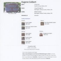 Family and grave of Eugene Colbert