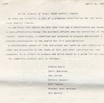 1989 constitution of the Veale Creek Baptist Church in Washington