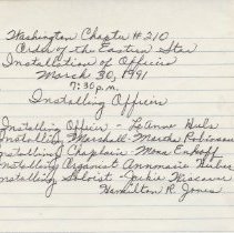 1991 Washington Order of Eastern Star installation of officers