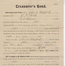 1907 I.O.O.F. Treasurer's bond for John Hilton McCafferty
