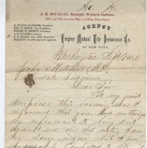 1870 letter to Dr. John Mitchell in Glendale