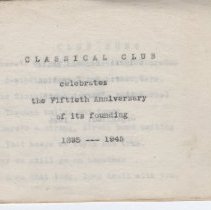 1945 celebration of the 50th anniversary of the Classical Club in Washingto