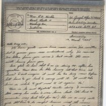 1945 V-mail telegram sent by Joe Kilps to Mr. & Mrs. Roy Hinkle