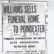 1941 article about purchase of funeral business by Verlan Poindexter