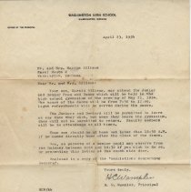 1954 letter to Mr. & Mrs. Martin Allison about WHS Junior/Senior prom