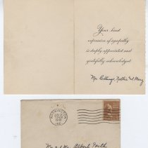 1943 note mailed to Mr. Albert Faith & Mrs. Naomi Faith of Washington