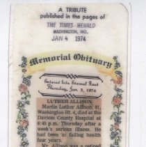 Obituary of Martin Luther Allison (1892-1974)