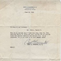 1941 letter from Dr. Bert Burress about Taylor F. Potts