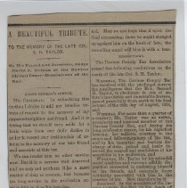 1893 speech by David J. Hefron paying tribute to Samuel H. Taylor