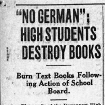 German Book Burning Article, May 8 1918