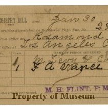 USPS Registry Bill Form No. 1550