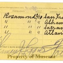 USPS Registered Package Receipt Bill Form No. 1556